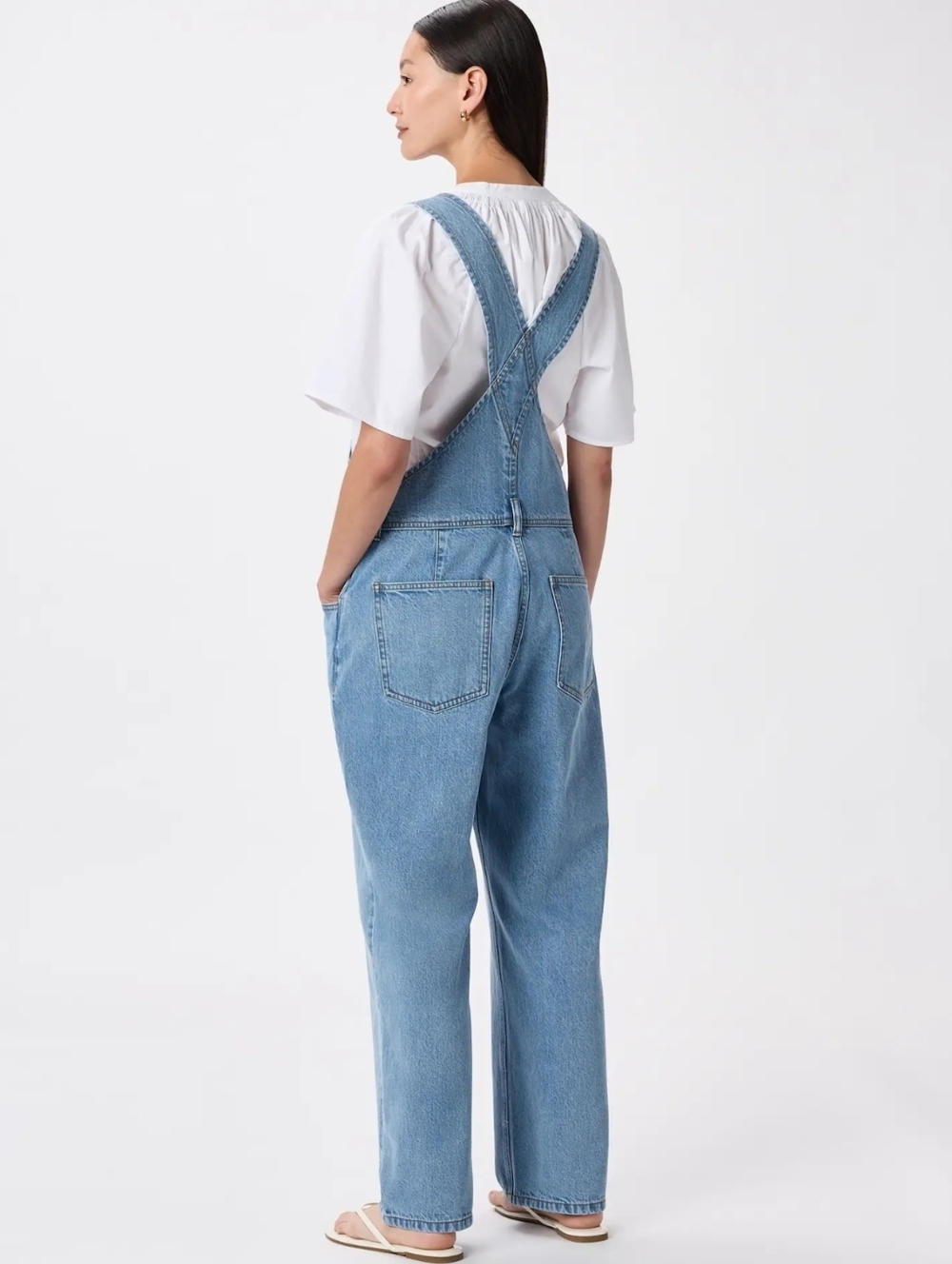 Quince NWOT 100% Organic Cotton Overalls Icey Blue - Picture 2 of 5